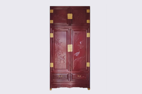 万州高端中式家居装修深红色纯实木衣柜